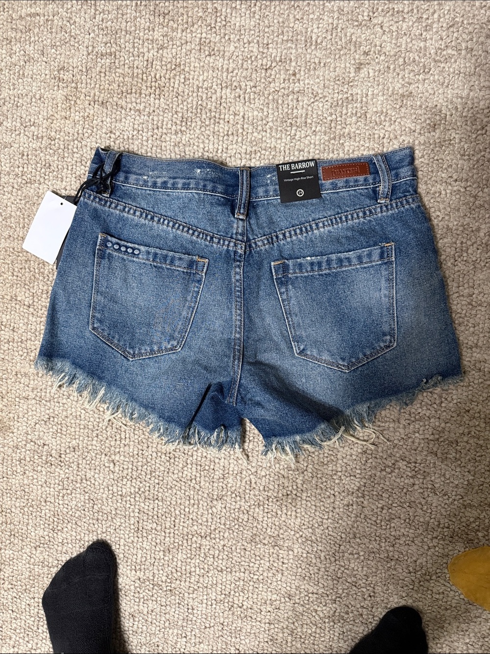 The Bar Blue Frayed Hem Denim Shorts